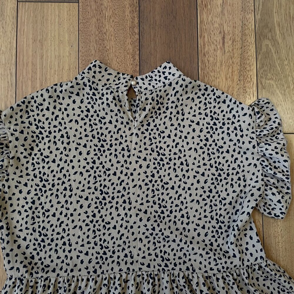 Leopard  Print Dot Ruffle Mini Dress - Picture 3 of 7